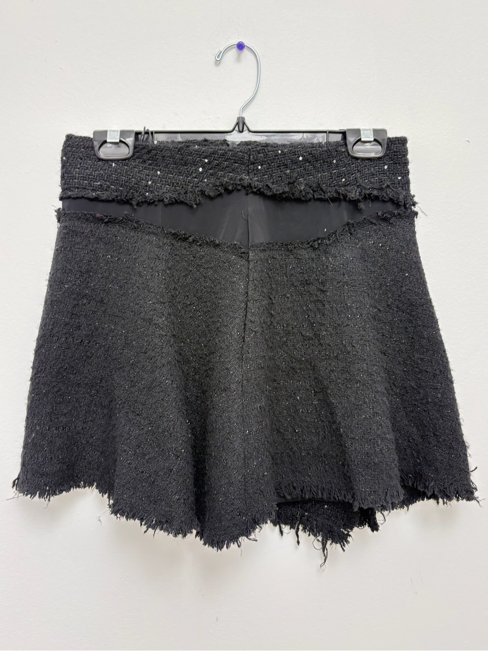 Zara Black Mini Tweed Skirt Size S